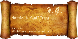 Horák György névjegykártya